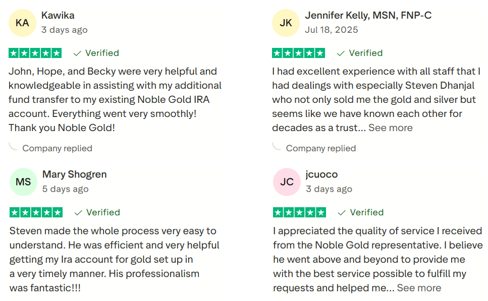 Best Gold IRA Companies Of 2025 9 noble gold investments reputation and client feedback from trustpilot