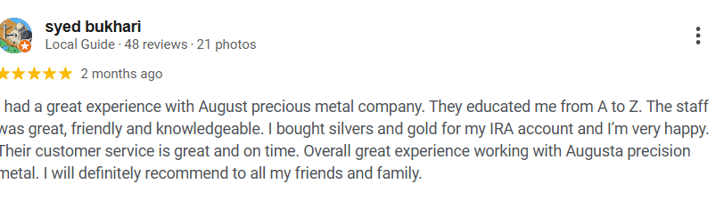Augusta precious metals google review 3